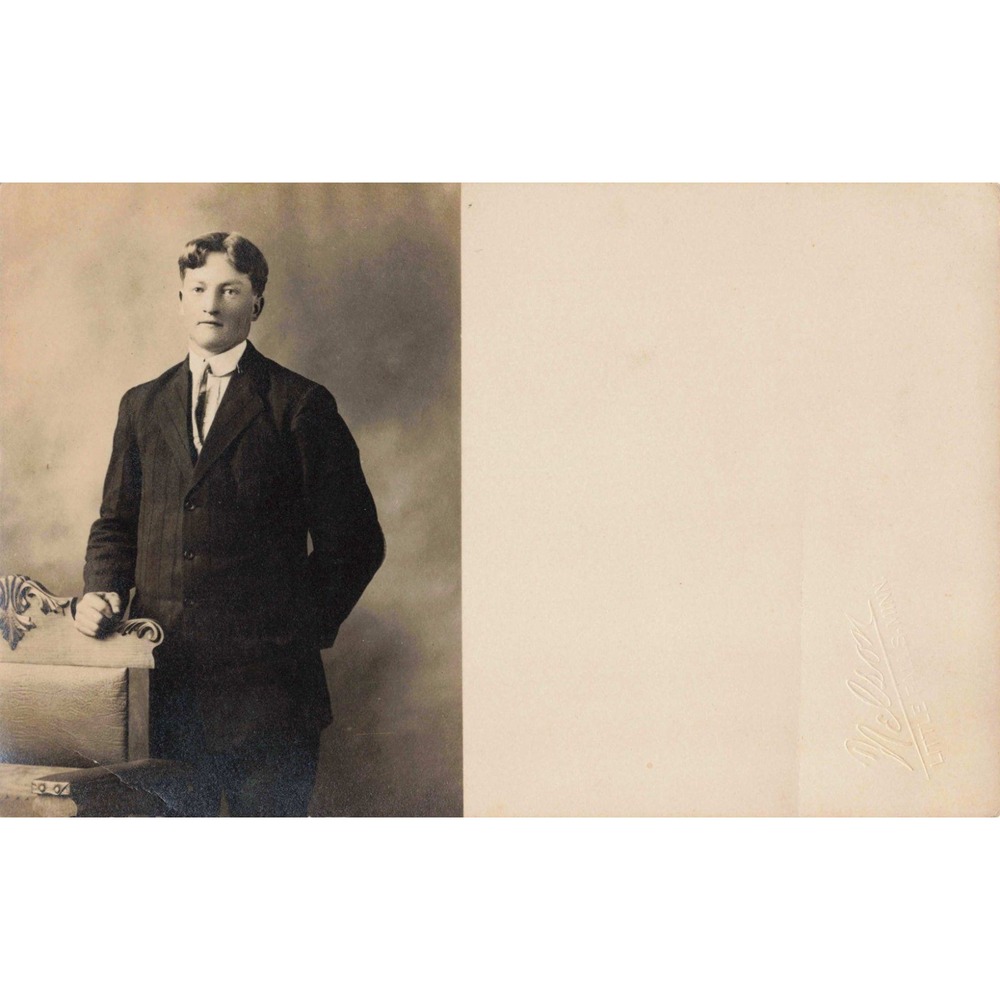 Antique RPPC Nelson Studio Little Falls MN Young Man Portrait Postcard Artura - Picture 1 of 2